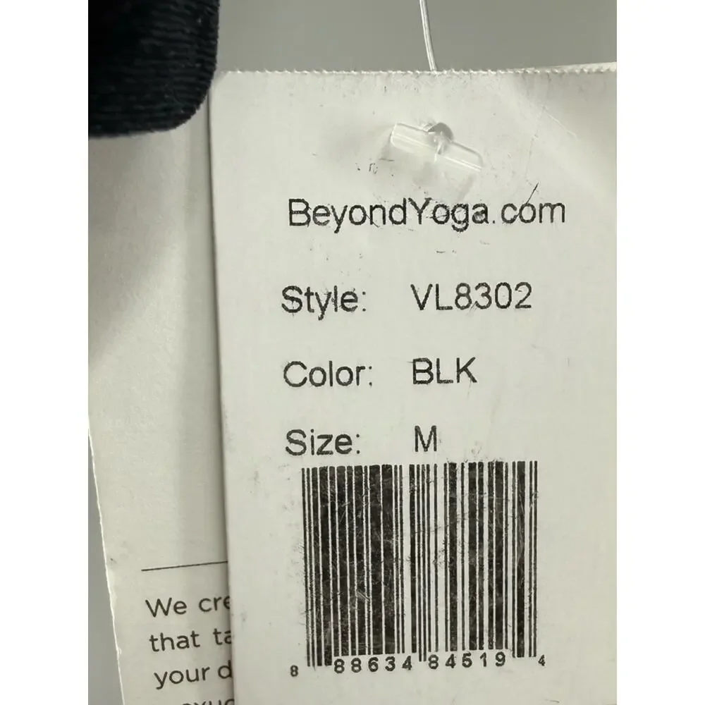 NWT Beyond Yoga Velvet Motion Bra Gym Cropped Top Black Workout Size Medium - Picture 12 of 14